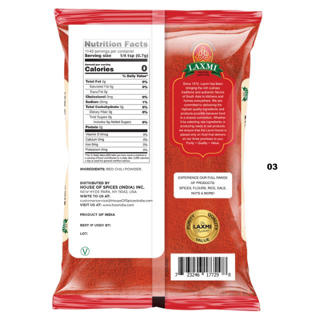 LX. RED CHILI POWDER 20X400 GM (NONGMO)