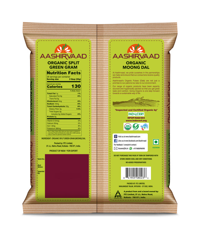 AASHIRVAAD ORGANIC MOONG DAL 12X2 LB