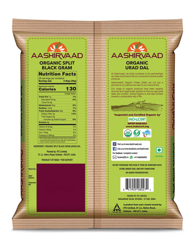 AASHIRVAAD ORGANIC URAD DAL 12X2 LB