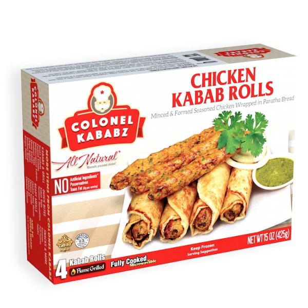 C.K. CHICKEN KABAB ROLL W/CHUTNEY(4PC) 12X474GM