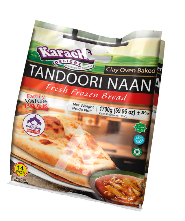 K.D TANDOORI NAAN (JUMBO SIZE) BLK 8X14X125 GM