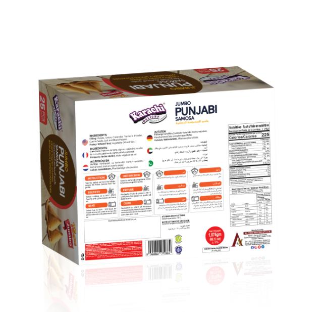 K.D POTATO PUNJABI JUMBO SAMOSA BLK6X25X75 GM [NP]
