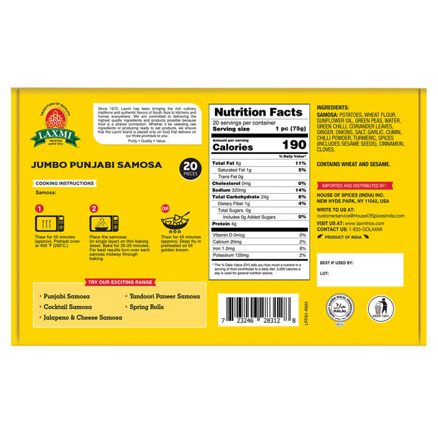 LX. PUNJABI JUMBO SAMOSA BLK 6X20X75 GM