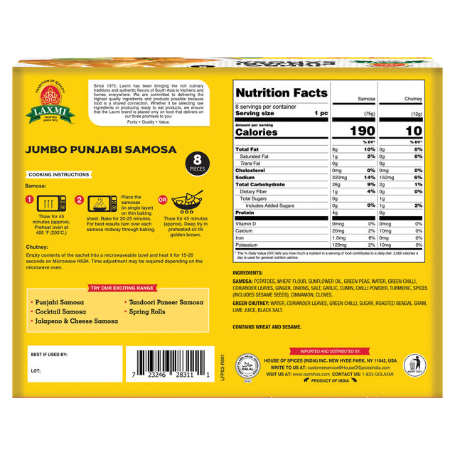 LX. PUNJABI JUMBO SAMOSA 12X8X75 GM (NONGMO) [PS]